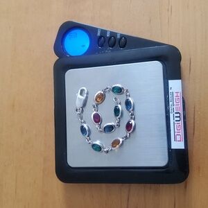 Vintage Milor Italy Multicolor crystals tennis bracelet 925 sterling , 7"